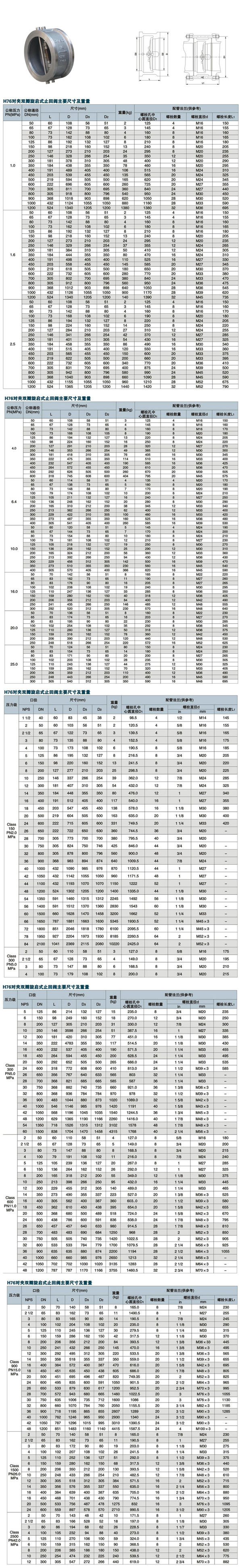 H76H對夾雙瓣旋啟式止回閥,H76H對夾式止回閥尺寸結構圖 H76H對夾雙瓣旋啟式止回閥,H76H對夾式止回閥尺寸結構圖