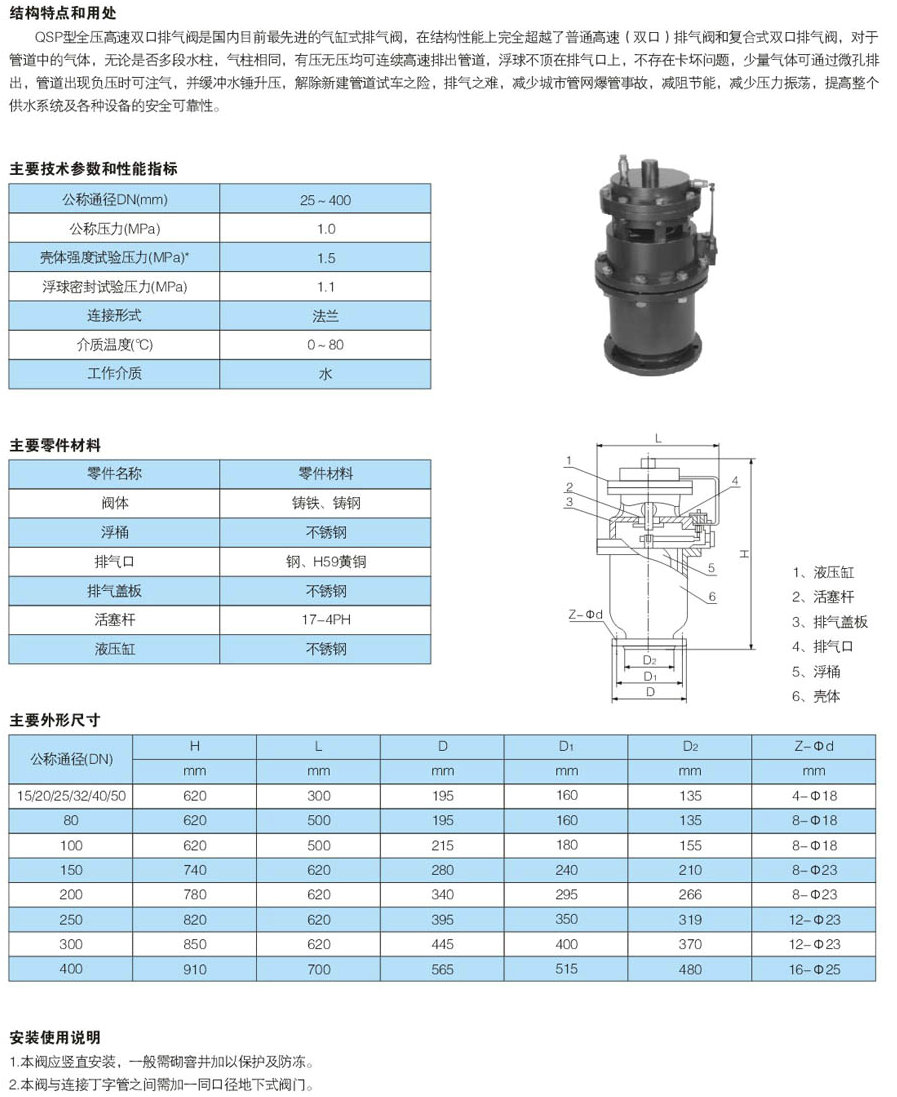 全壓高速排氣閥,QSP全壓高速排氣閥參數尺寸圖 全壓高速排氣閥,QSP全壓高速排氣閥參數尺寸圖