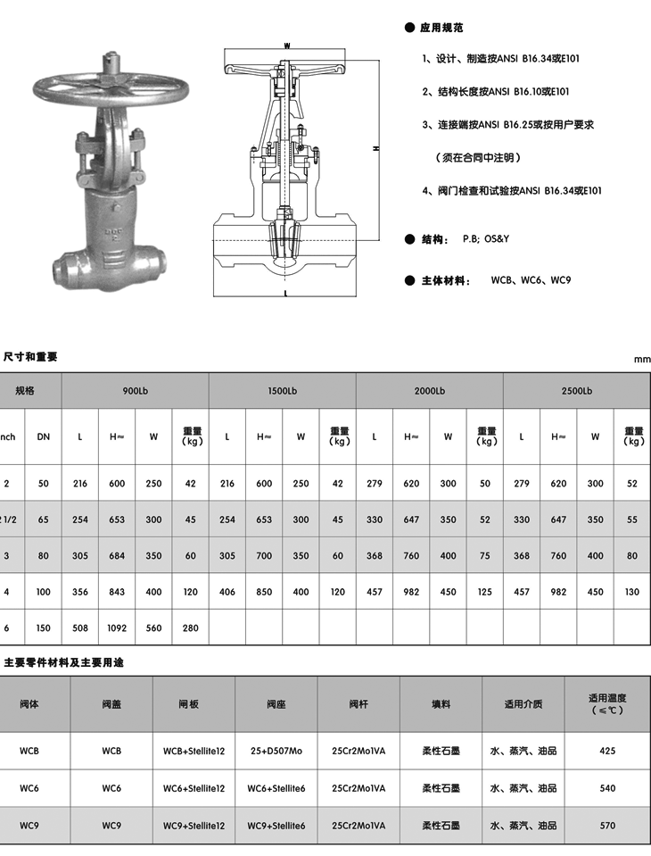 高溫閘閥-性能規(guī)范,尺寸結構圖 高溫閘閥-性能規(guī)范,尺寸結構圖